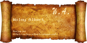 Wolny Albert névjegykártya